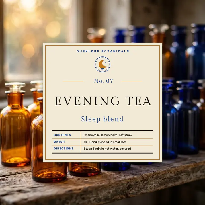 Dusklore Botanicals evening tea apothecary post template
