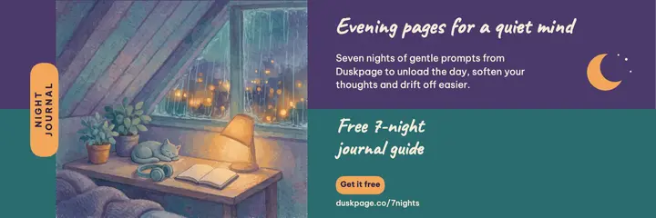 Duskpage evening journal guide lo-fi header: journaling guide header template