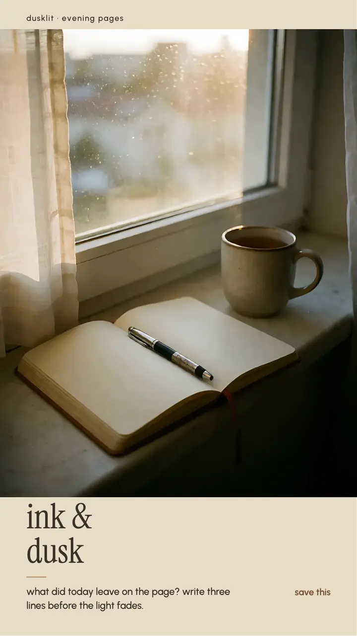 Dusklit evening pages journaling story template