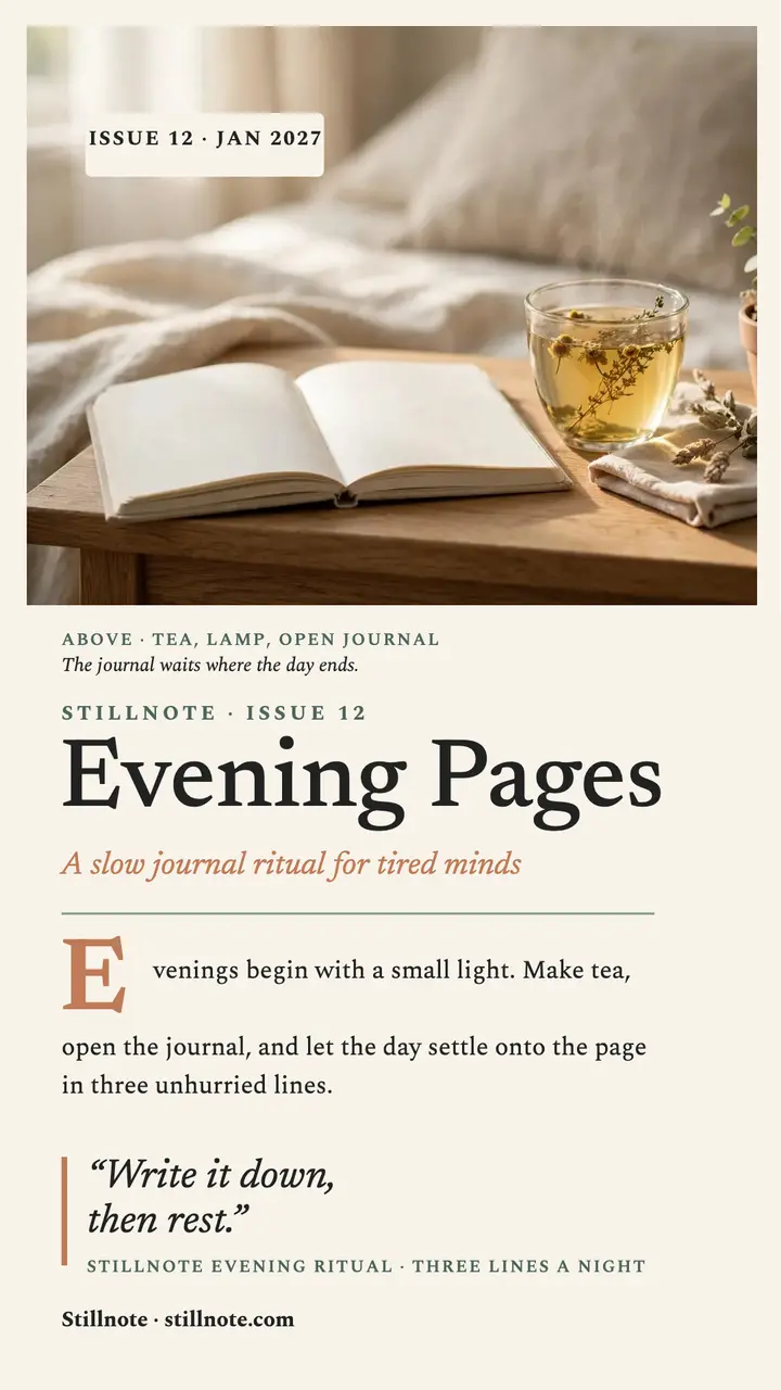 Stillnote Evening Pages essay story template