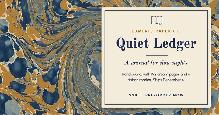 Quiet Ledger journal pre-order post template