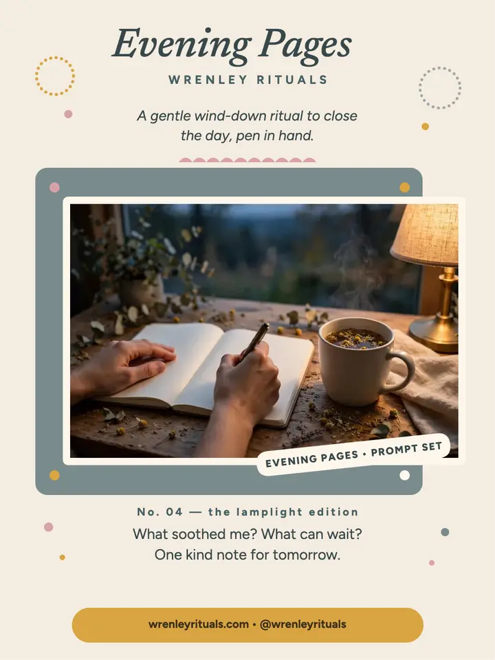 Evening Pages journaling ritual portrait: journaling prompts post template