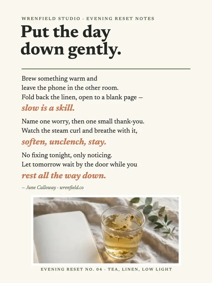 Evening Reset Notes manifesto portrait template