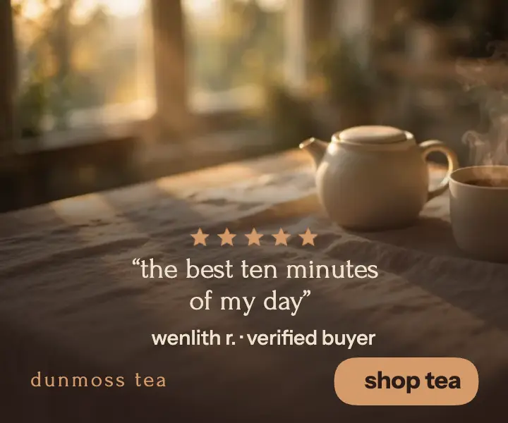 Evening tea customer review ad, ambient realism template
