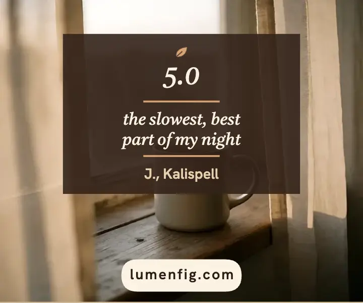 Evening herbal tea review ad, ambient realism template