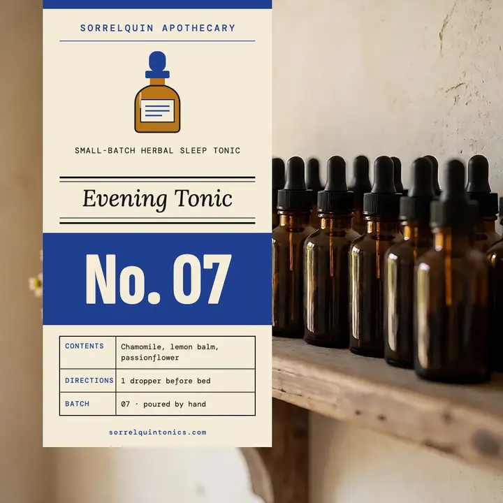 Sorrelquin Evening Tonic apothecary label post template