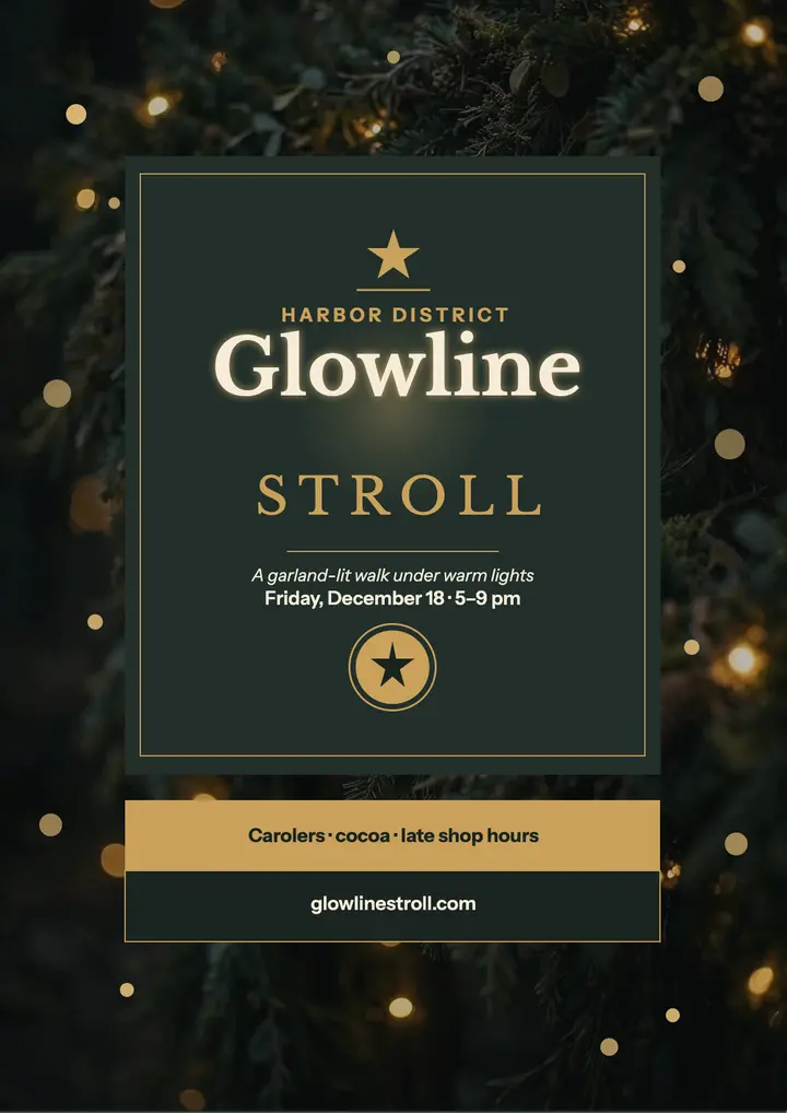 Glowline Stroll holiday lights flyer: holiday lights stroll flyer template
