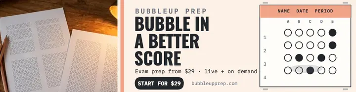 BubbleUp Prep answer sheet billboard template