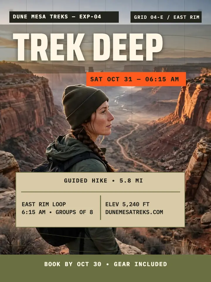Dune Mesa Treks canyon hike poster template