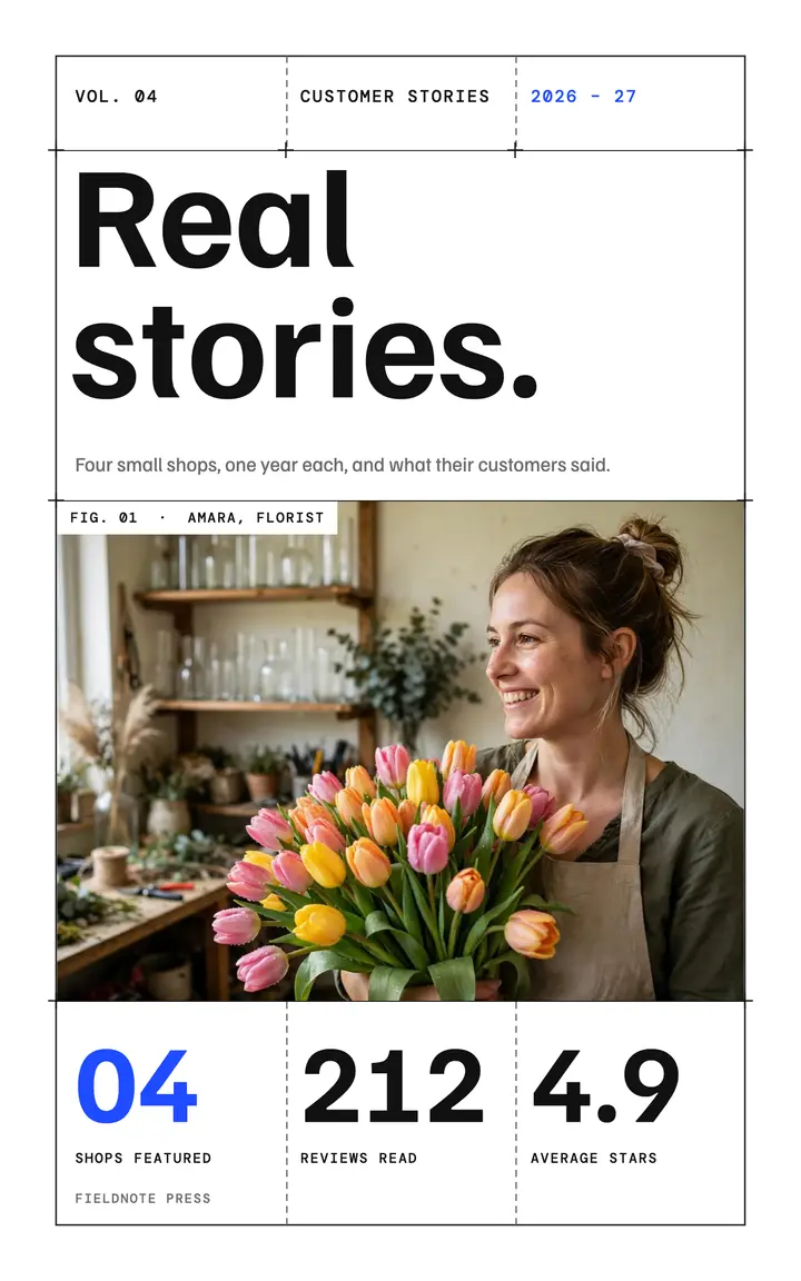 Fieldnote Press customer stories ebook cover: customer stories ebook cover template