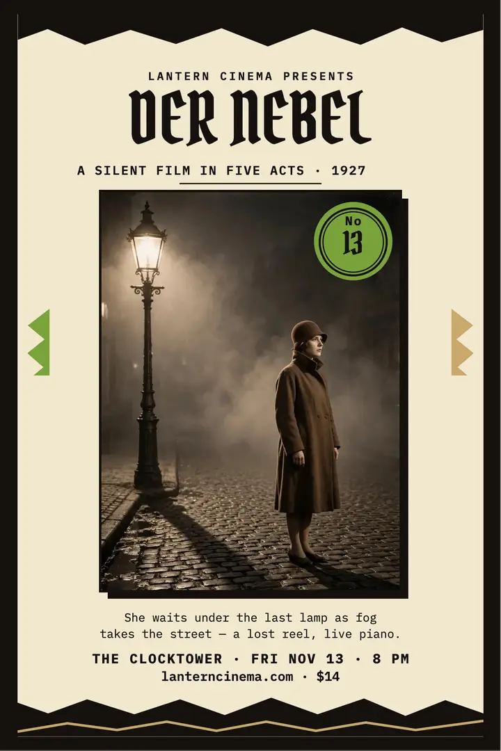 Lantern Cinema silent film night poster template
