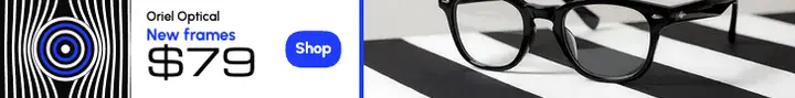 Oriel Optical new frames leaderboard ad, op art template