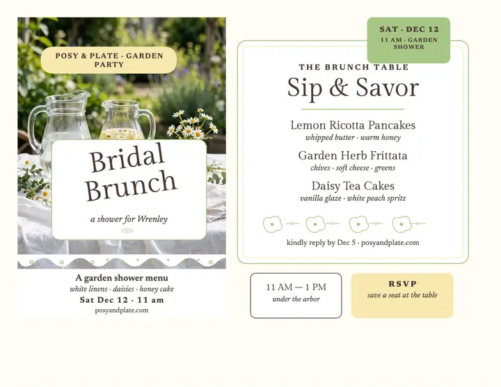 Posy and Plate bridal brunch flyer template