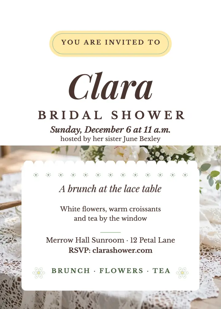 Clara eyelet brunch shower invitation template
