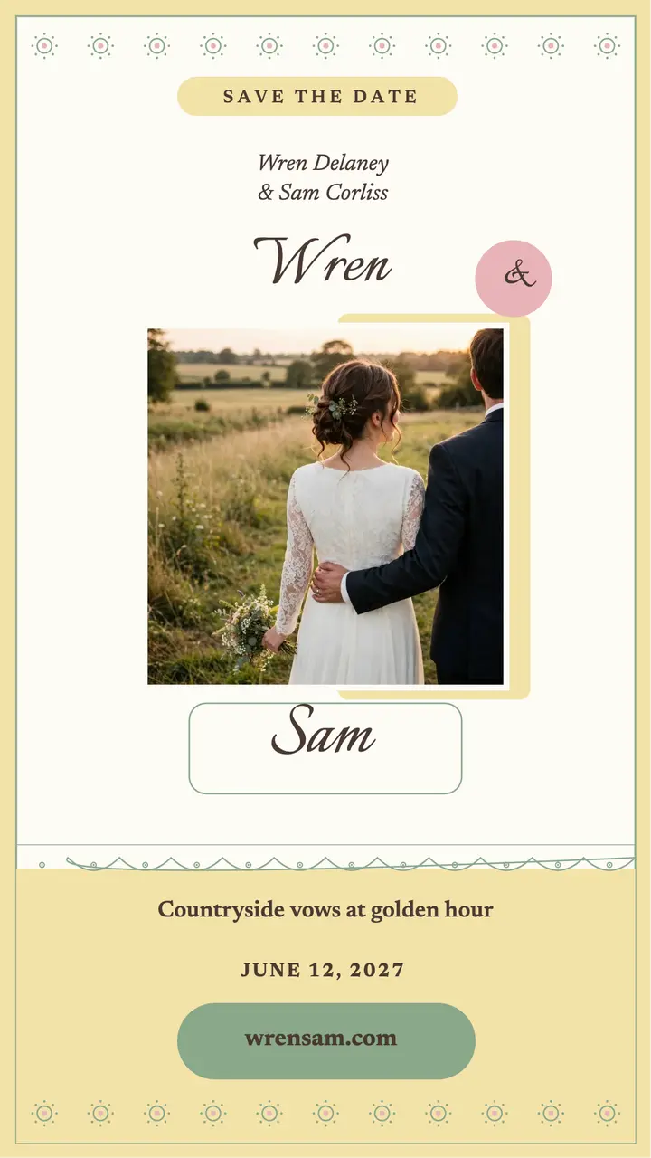 Wren and Sam eyelet save the date template