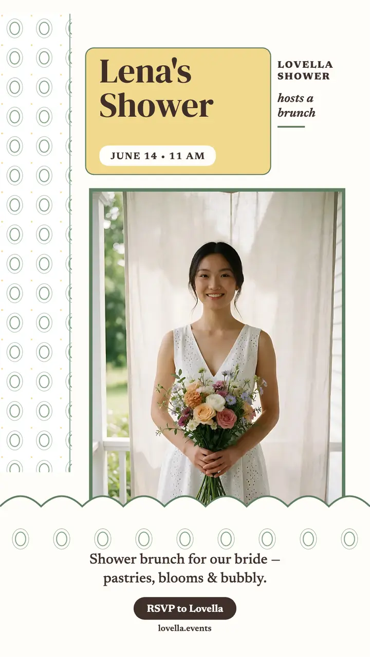Lovella bridal shower brunch story: bridal shower story template