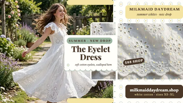 Milkmaid Daydream eyelet dress thumbnail template
