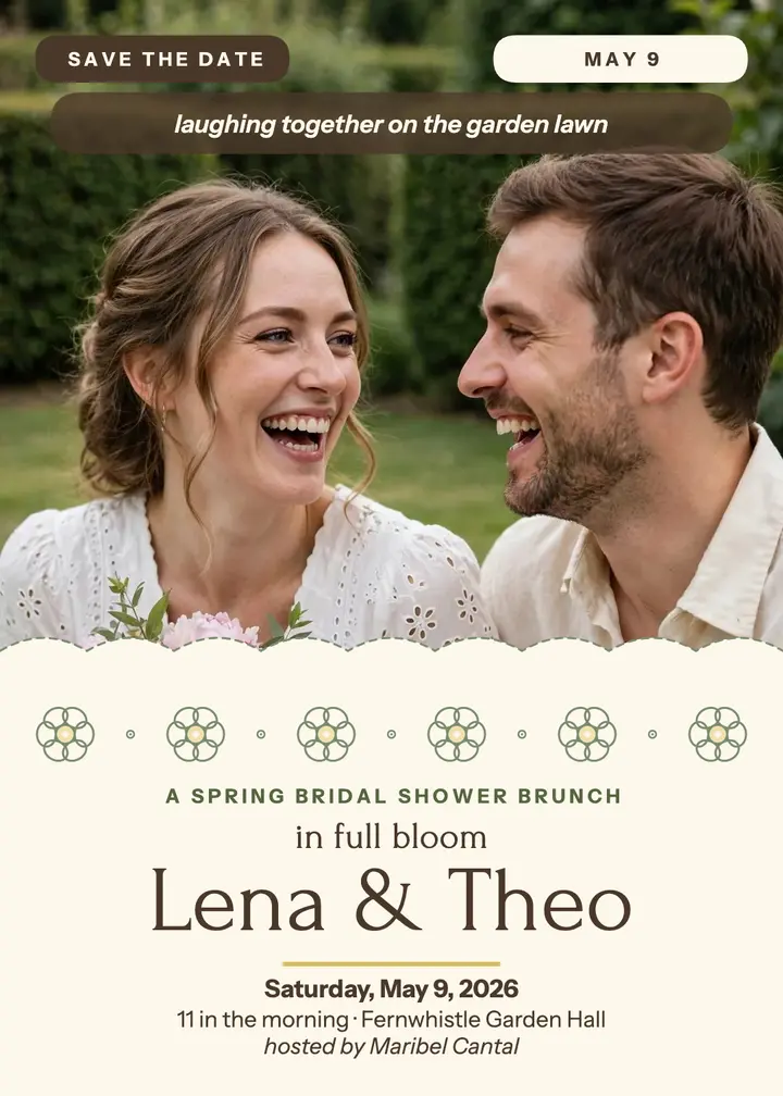 Eyelet bridal brunch invitation, garden shower template