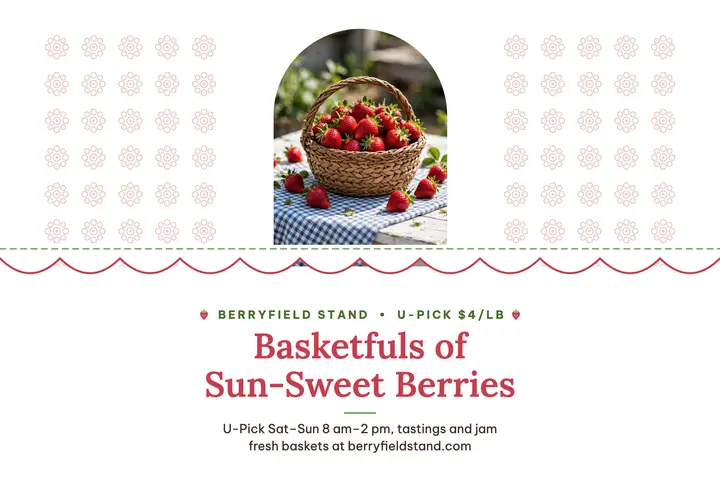 Berryfield strawberry eyelet postcard template
