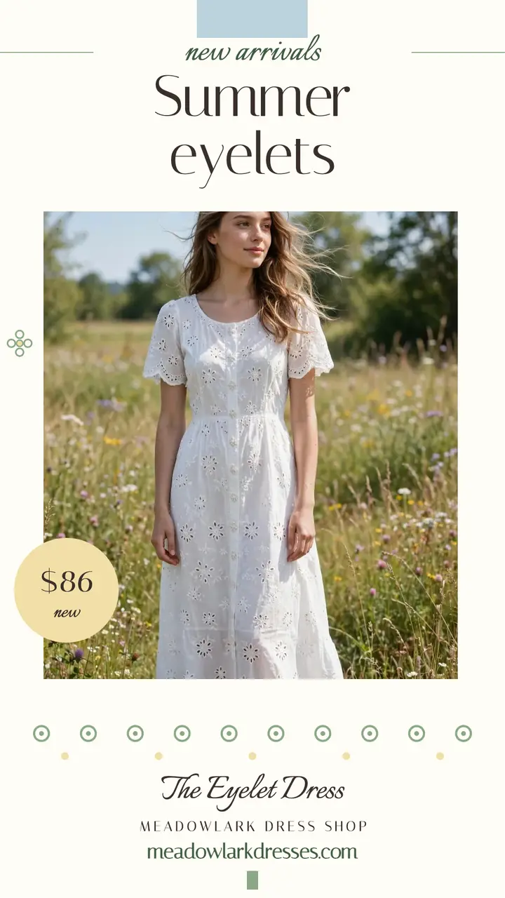 Meadowlark summer eyelet dress story template