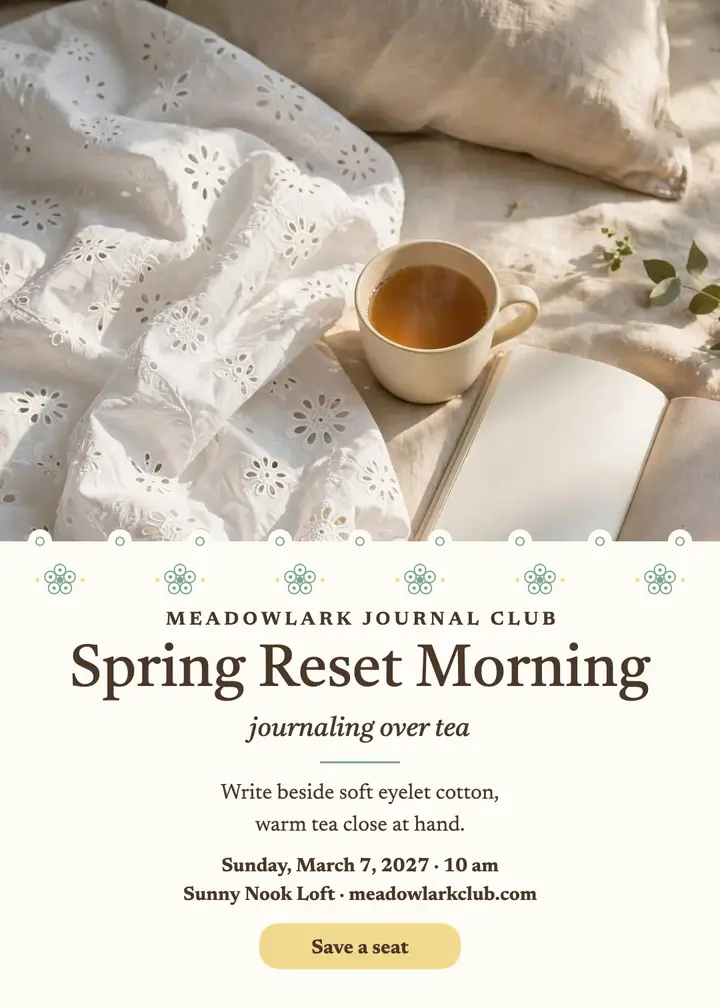 Meadowlark spring reset morning invitation: spring journal invitation template