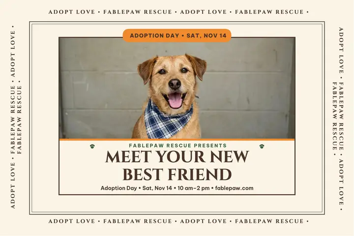Fablepaw Rescue adoption day postcard template