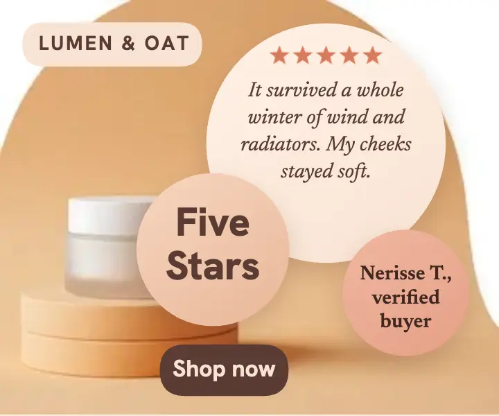 Lumen & Oat face cream five-star review ad: customer review ad template