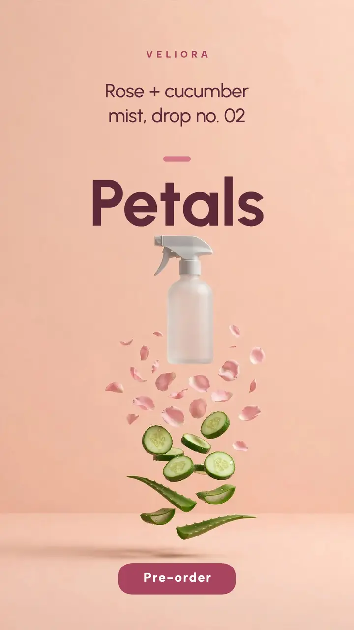 Veliora rose cucumber face mist pre-order story template