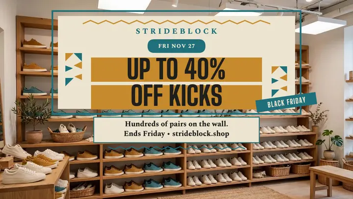 Strideblock Black Friday sneaker sale thumbnail template