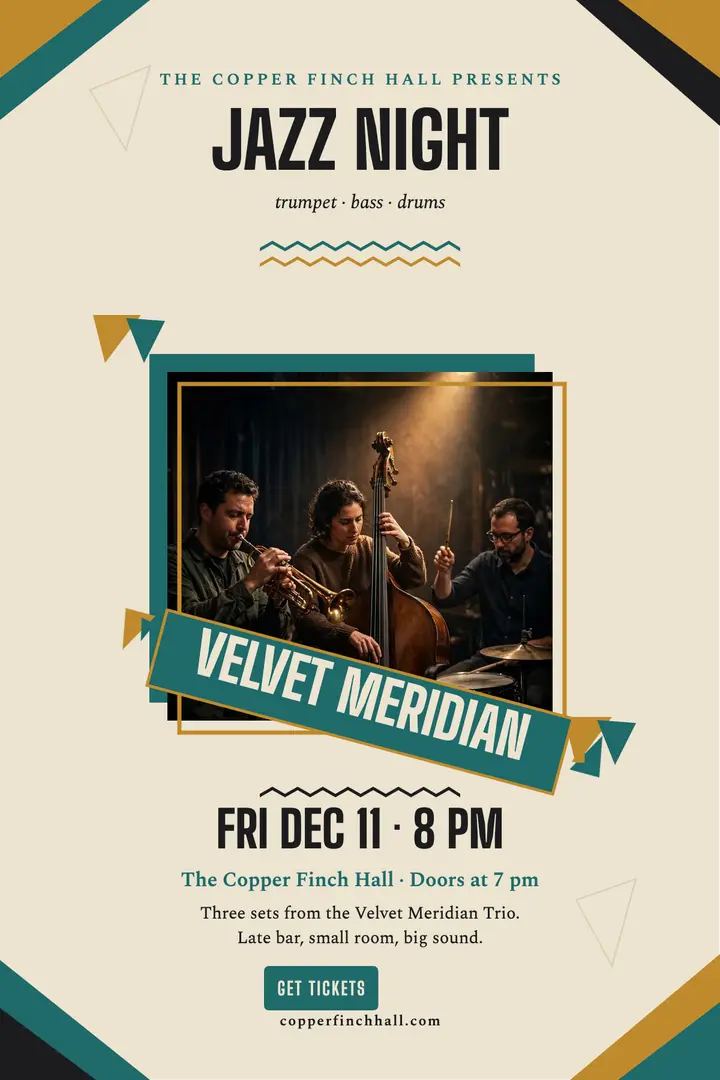 Velvet Meridian jazz night poster template
