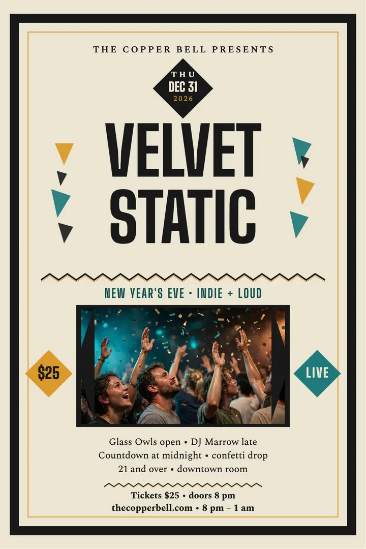 Velvet Static New Year's Eve gig poster template