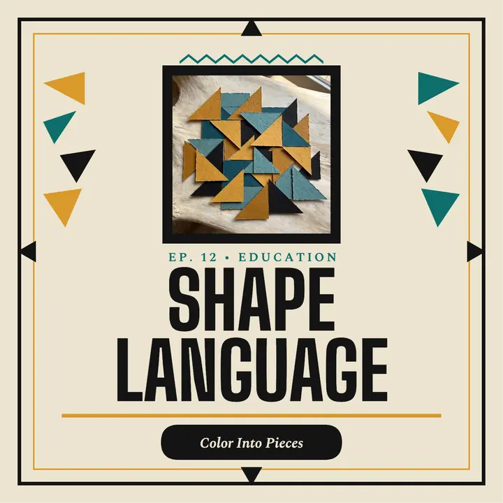 Shape Language faceted education cover: education podcast cover template
