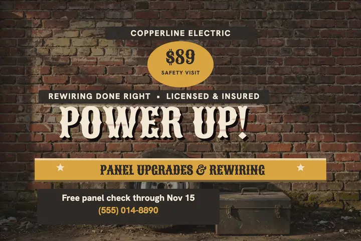 Copperline Electric ghost sign postcard template