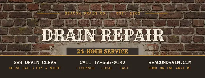 Beacon Drain faded brick ghost sign cover template