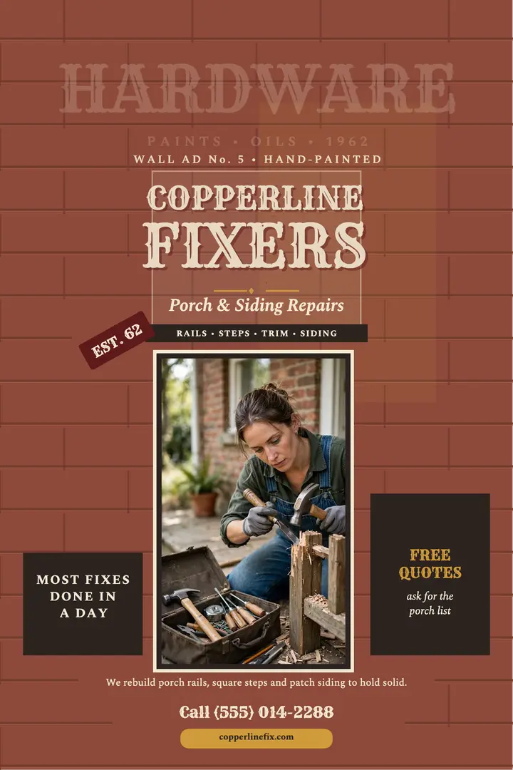 Copperline Fixers faded wall ad poster template