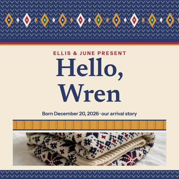 Hello Wren baby announcement podcast cover template