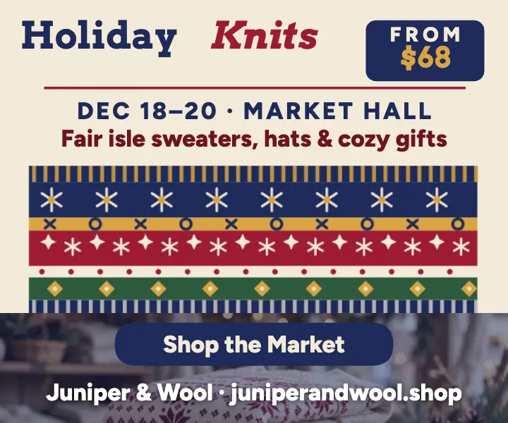 Juniper and Wool holiday market knit ad template