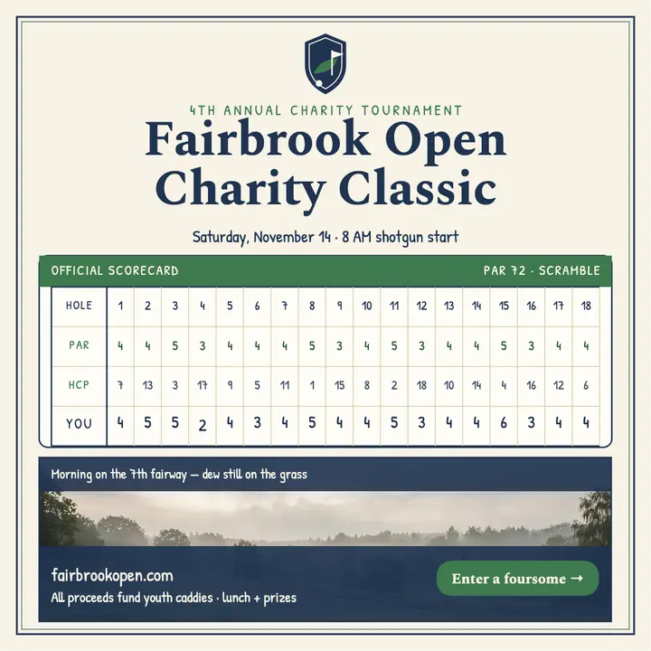 Fairbrook Open charity golf post template