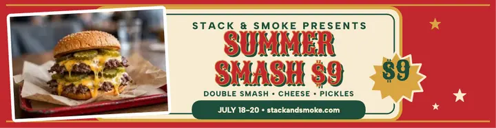 Stack and Smoke summer smash billboard: burger billboard template