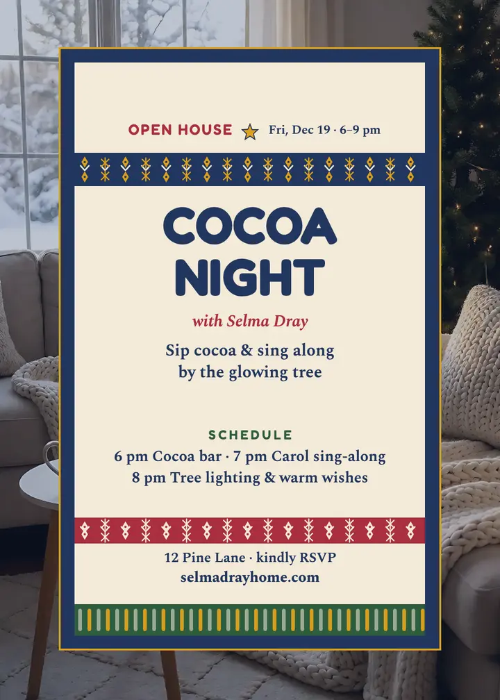 Cocoa Night holiday open house invitation template