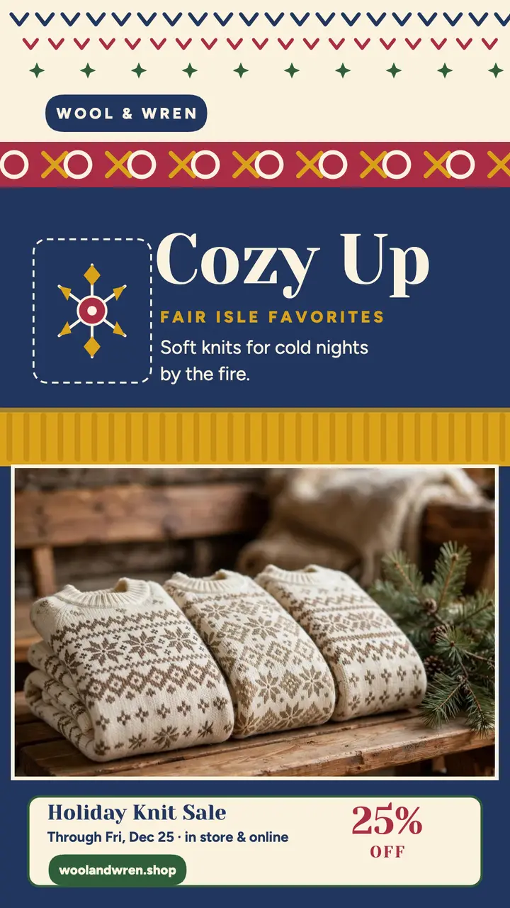 Wool and Wren cozy knit sale story template