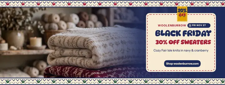 Woolenburrow Black Friday knit sale cover template