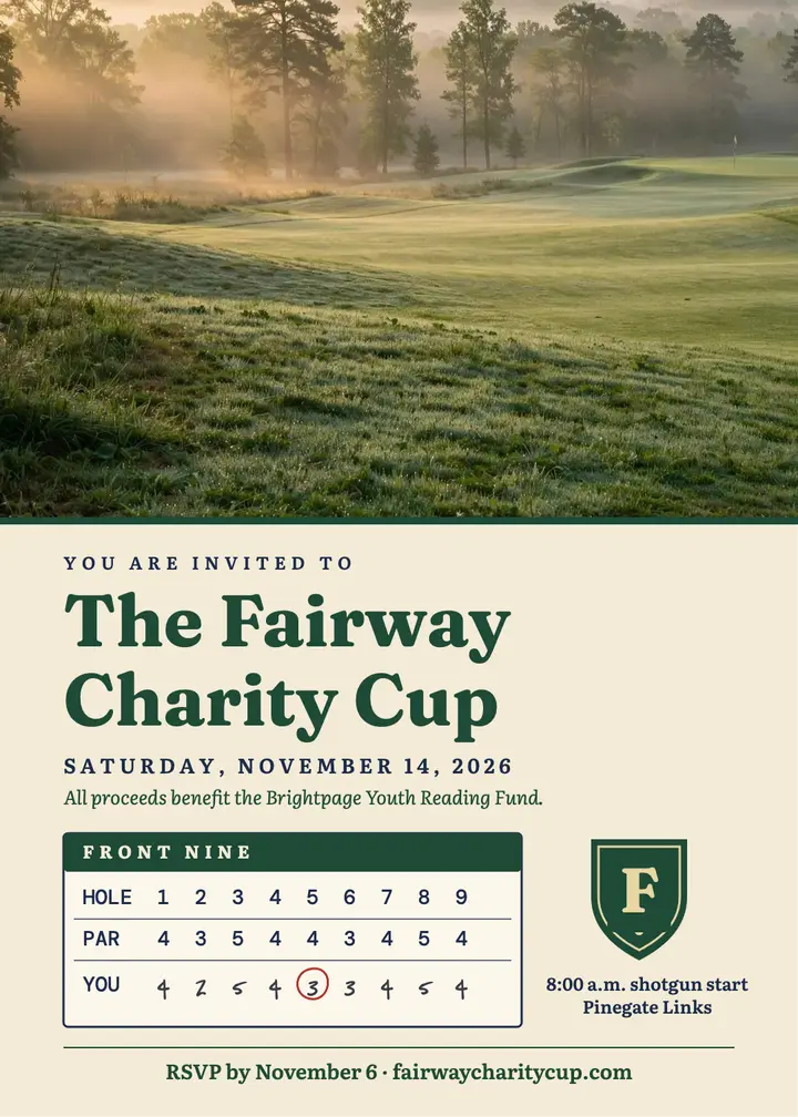 Fairway Charity Cup scorecard invitation template