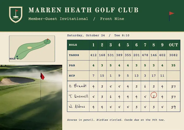 Marren Heath Golf Club scorecard template