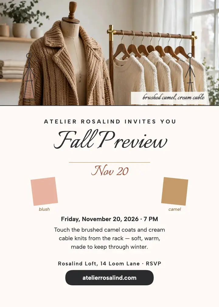 Atelier Rosalind fall preview invitation: fall atelier invitation template