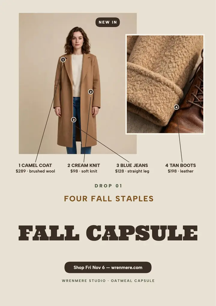 Wrenmere fall capsule drop flyer template