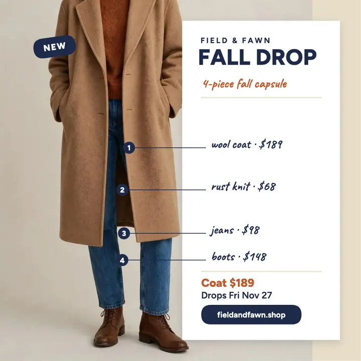 Field and Fawn fall capsule drop template
