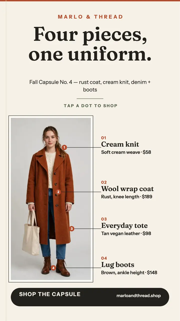 Fall capsule outfit callouts story template