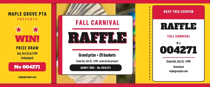 Fall Carnival raffle ticket and stub template
