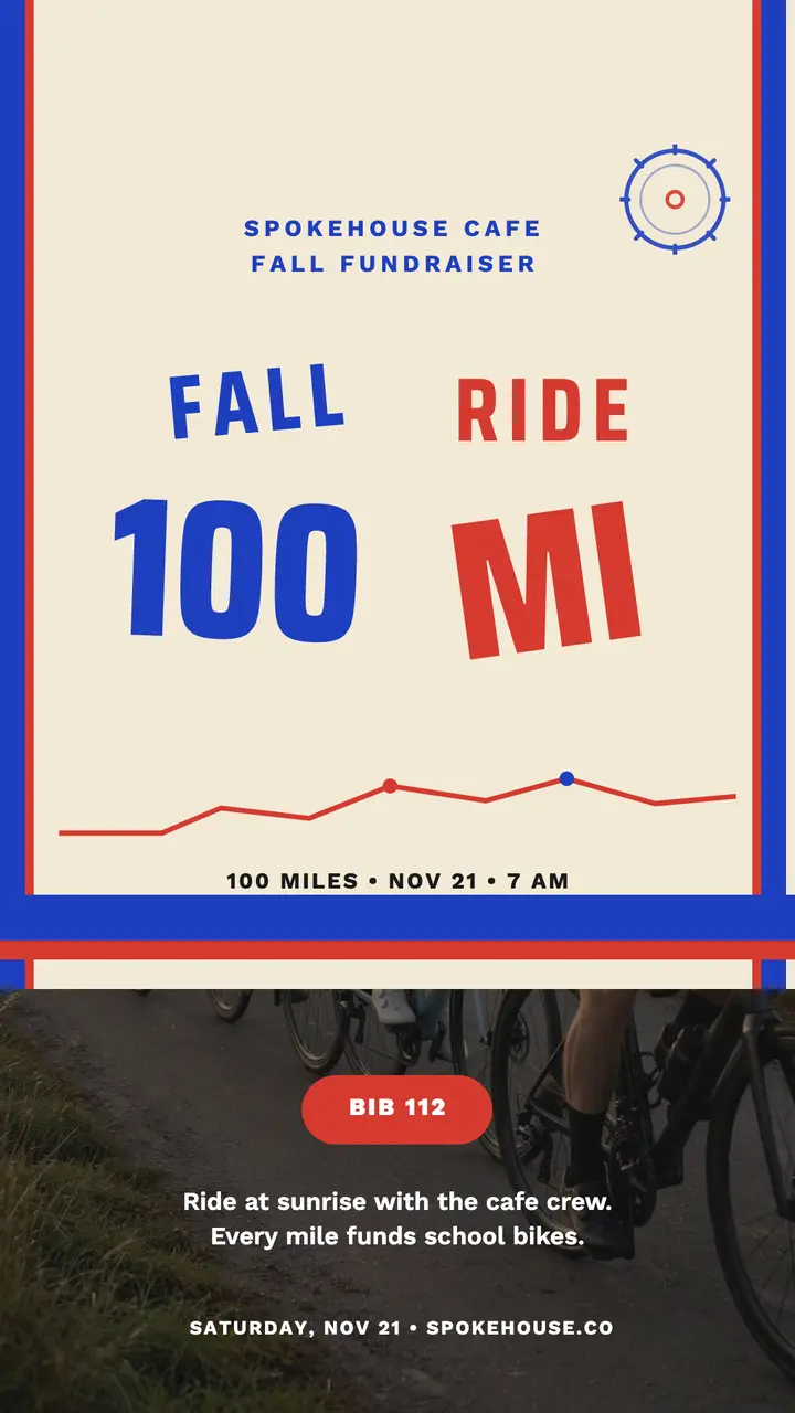 Spokehouse fall century charity ride story template